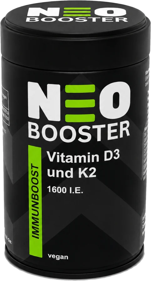 NEO BOOSTER Vitamin D3 und K2 in der schwarzen Metalldose